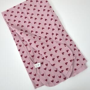 Kate Quinn Organic Baby Blanket Pink Red Hearts  Natural Fiber Cotton Swaddle
